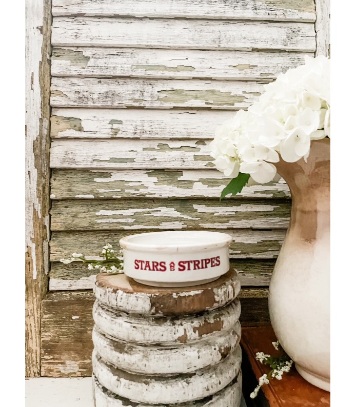 Antique/Vintage Ironstone Riser w/ Stars & Stripes transfer - Summer LTD 